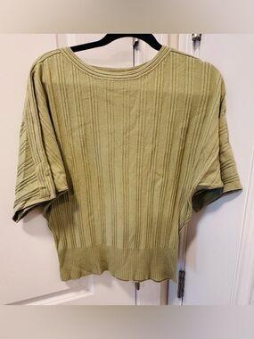 Vila Milano Olive Green Ribbed Short Sleeve Knit Top